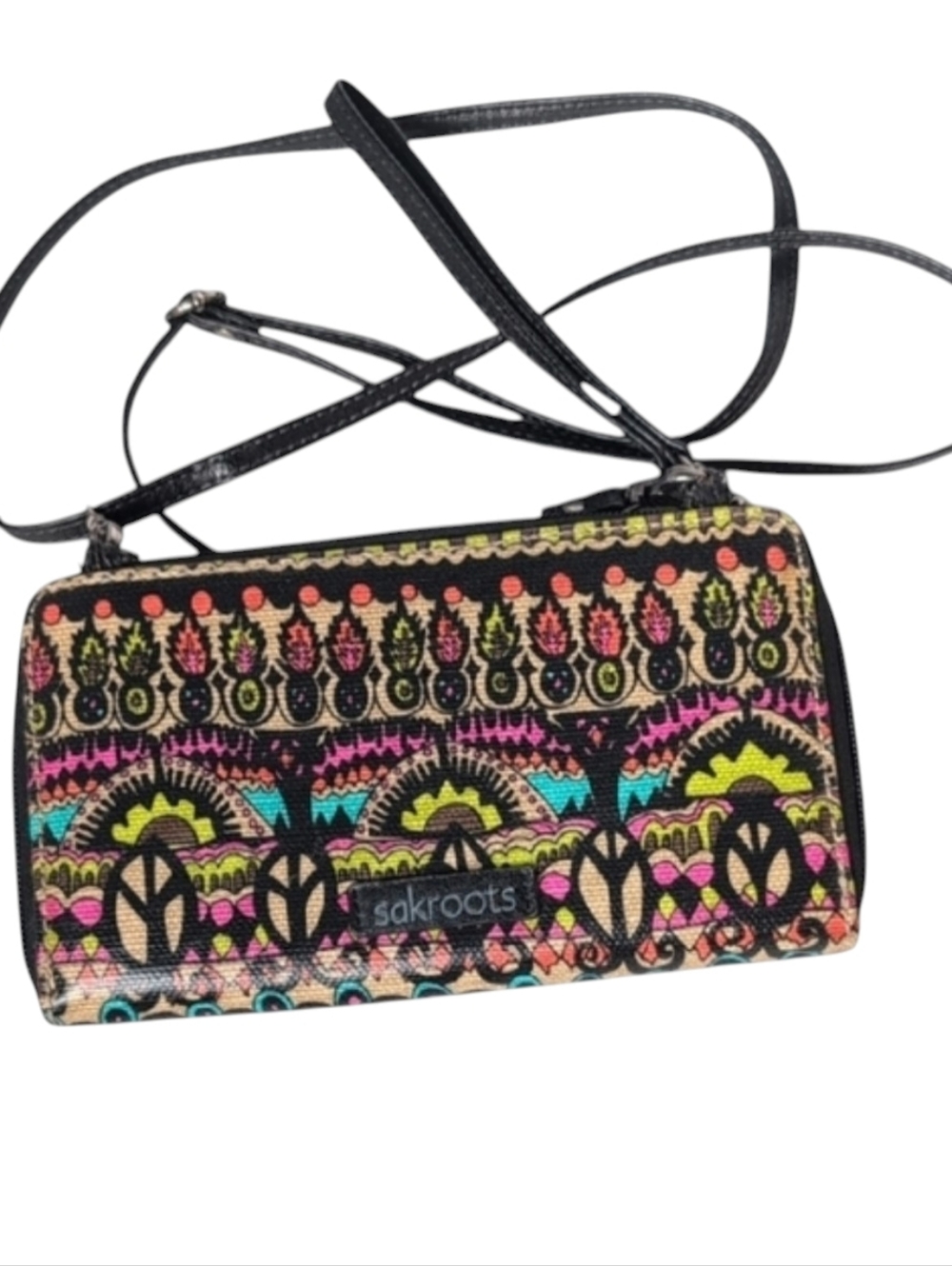 Sakroots Artists Circle Crossbody Wallet Phone Bag Peace Wristlet